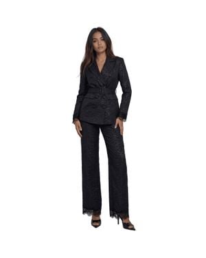 Akalia The Maison Jacquard Lace-Trim Pants - Black