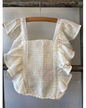 Love Daisy Square Neck Flutter Sleeve Top - Metallic