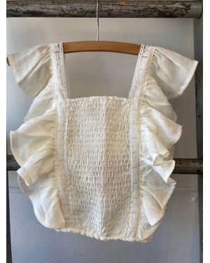 Love Daisy Square Neck Flutter Sleeve Top - Metallic