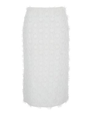MSGM Cotton Blend Midi Skirt With All-Over Appliques - White