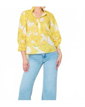 Flora Bea Lina Button Front Blouse - Blue