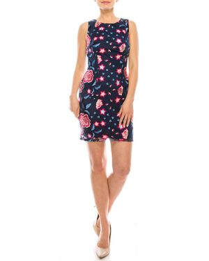 Aidan Mattox Sleeveless Floral Embroidered Dress - Blue