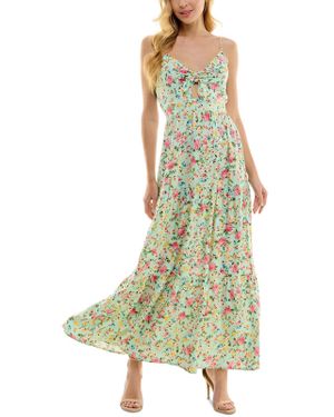 Kingston Grey Juniors Tie Front Rayon Sundress - Green