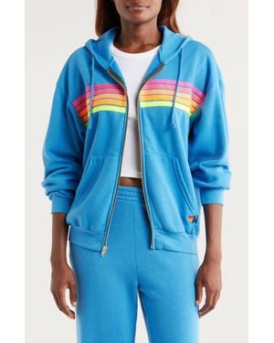 Aviator Nation Five Stripe Zip Hoodie - Blue