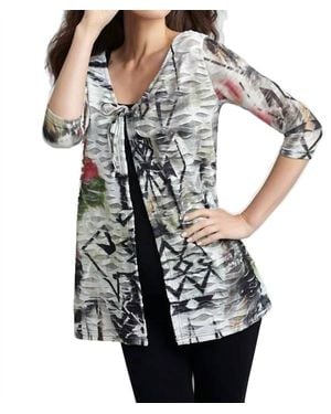 Angel Brush Strokes Long Cardigan - Gray