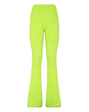Philipp Plein Fluo Knit Pants Monogram - Green