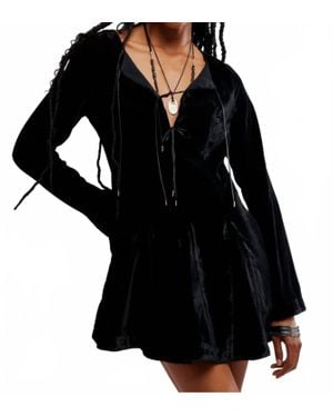 Free People Linney Velvet Mini Dress - Black