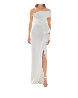 Tarik Ediz Asymmetrical Ruffled Prom Dress - White