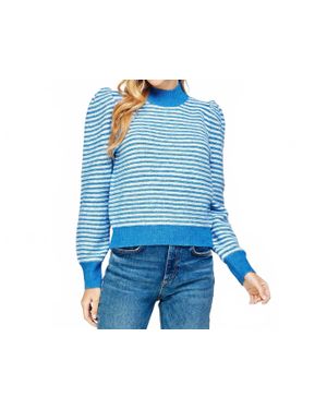 Strut & Bolt Striped Pattern Mock Neck Sweater - Blue