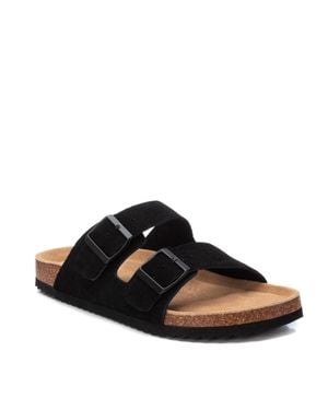 Xti Cork Footbed Suede Leather Sandals - Blue