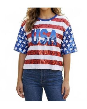 Main Strip Fourth Of July Usa Top - Blue