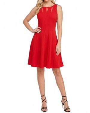 Gabby Skye Illusion Mesh Fit And Flare Party Dress - Red