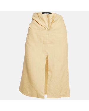 Jacquemus Linen Drape Style La Jupe Pencil - Natural