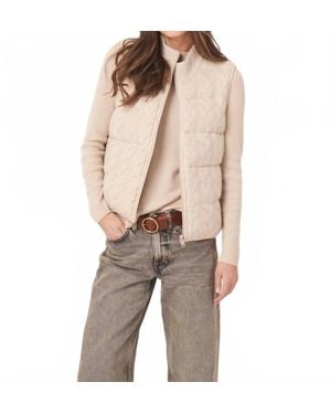 Repeat Cashmere Reversible Sleeveless Cable Knit Down Vest - Natural
