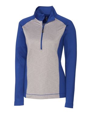 Cutter & Buck Cbuk Ladies' All-Star Printed Half-Zip Jacket - Blue