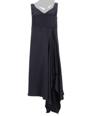 P.A.R.O.S.H. Sleeveless Midi Dress With Draped Asymmetrical Detail - Blue
