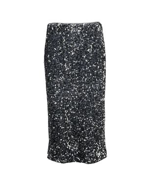 ViCOLO Sequin Stretch Zip Midi Skirt - Black