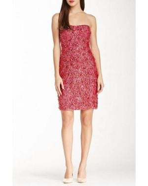 THEIA Rhinestone Embellished Cocktail Dress - Red