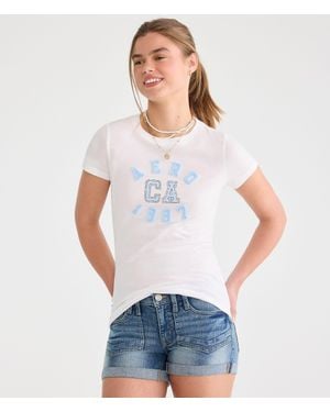 Aéropostale Ca 1987 Appliqué Graphic Tee - White