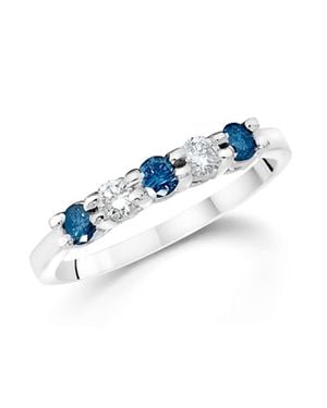 Pompeii3 3/4Ct & Diamond Five Stone Wedding Ring - Blue