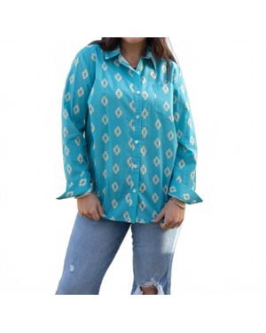 Layerz Clothing Mindy Button Up Top - Blue
