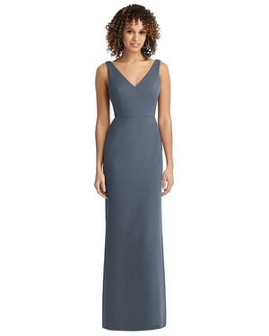 Social Sleeveless Tie Back Chiffon Trumpet Gown - Blue
