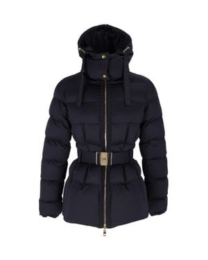 Elisabetta Franchi Padded Belted Hooded Jacket - Blue