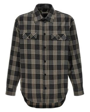 1989 STUDIO Check-Print Cotton Flannel Shirt With Logo Detail - Black