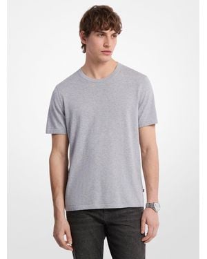 Michael Kors Cotton Short-Sleeve Sweater - Gray