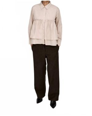 Rabens Saloner Poplin Frill Shirt - White