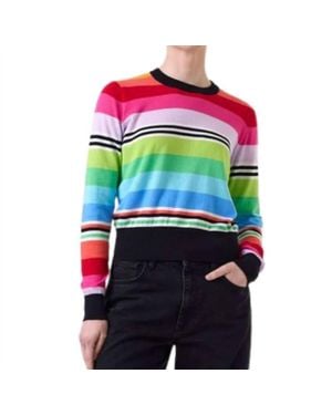 Brodie Cashmere Ivy Stripe Crew Top - Red