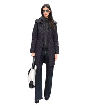 Tahari Diamond-Quilted Down Coat - Blue
