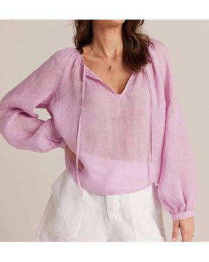 Bella Dahl Shirred Linen Raglan Blouse - Pink