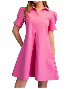 Gigio A-Line Collared Mini Dress - Pink