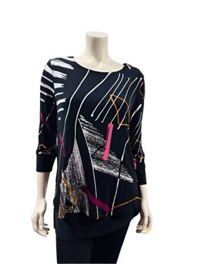 FRANK LYMAN Abstract Three Quarter Sleeve Top - Blue