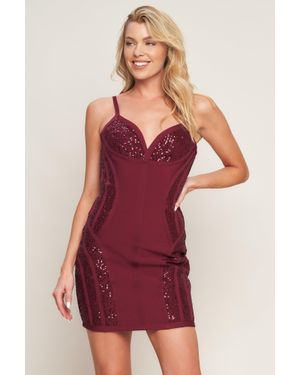 TRUEDAMES Holiday Glam Bandage Mini Dress - Red