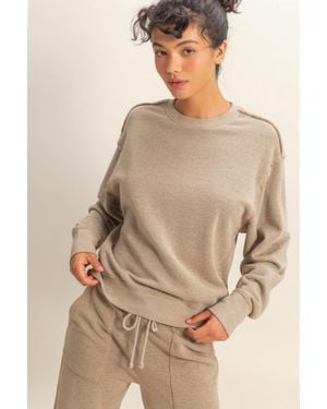 TRUEDAMES Raw Edge Detail Burnout Sweatshirt - Natural