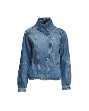 Isabel Marant Dolie Double-Breasted Crop Denim Jacket - Blue