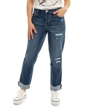 1822 Denim Addy Mid Rise Cuffed Girlfriend Jeans - Blue