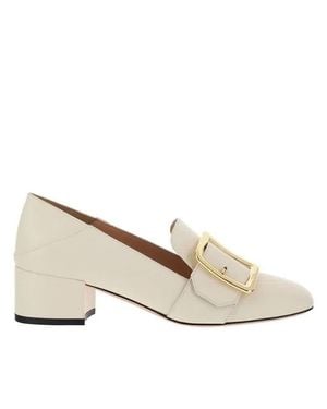 Bally Janelle Buckle Detailed Leather Pumps - White