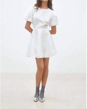 Suncoo Celest Short Embroidered Poplin Dress - White