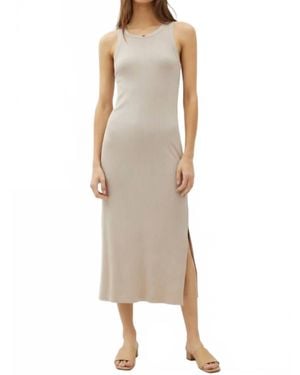 Be Cool Ribbed Knit Sleeveless Tank Midi Dress - Natural