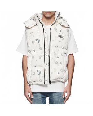 Purple Brand Printed Corduroy Puffer Vest - Gray