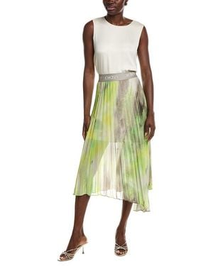 DKNY Asymmetrical Print Chiffon Midi Skirt - Green