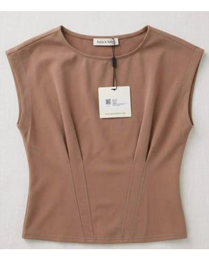 Aaron & Amber Cinched Waist Knit Top - Brown
