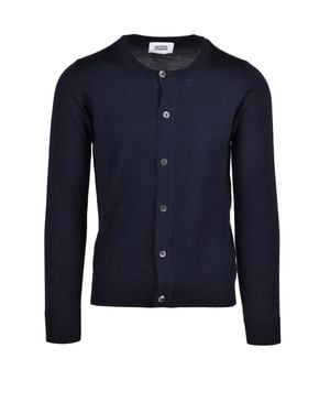 Alpha Studio Button-Down Extrafine Merino Wool Cardigan - Blue