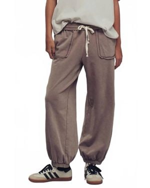 Bibi Wide Leg Cotton Blend Jogger Sweatpant - Brown