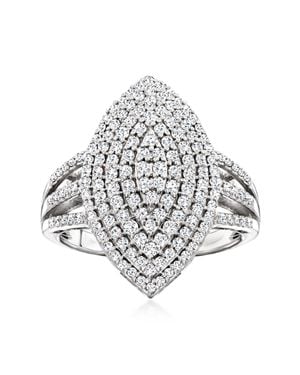 Ross-Simons Pave Diamond Marquise-Shaped Ring - Metallic