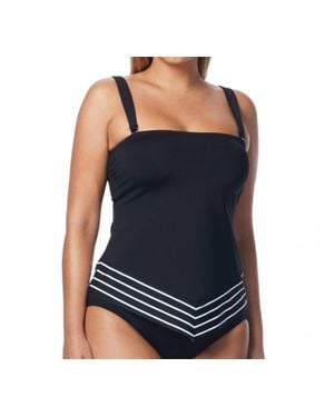 Coco Reef Serenity Stripe D-Cup Bandeau Scarf Underwire Tankini Top - Black