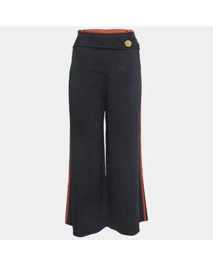 Peter Pilotto Crepe Button Embellished Wide Leg Pants - Blue